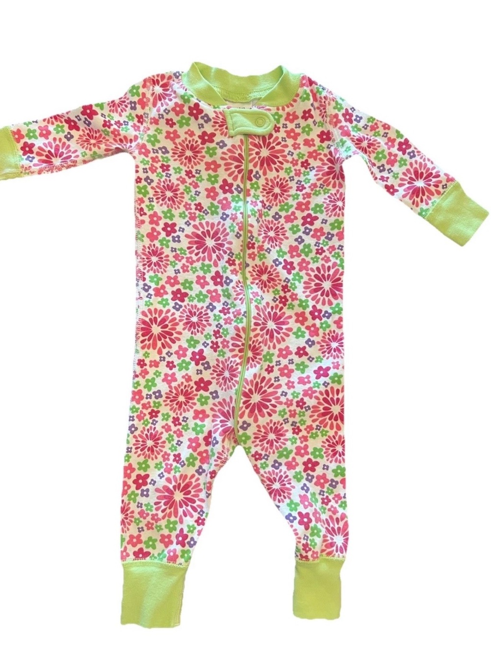Hanna Andersson Floral Kids One Piece Floral Pajamas, 6-9 months